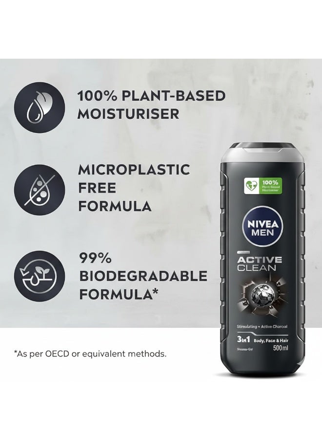 NIVEA MEN 3 In 1 Charcoal Shower Gel Pack Of 3 x 250ml - Image 3